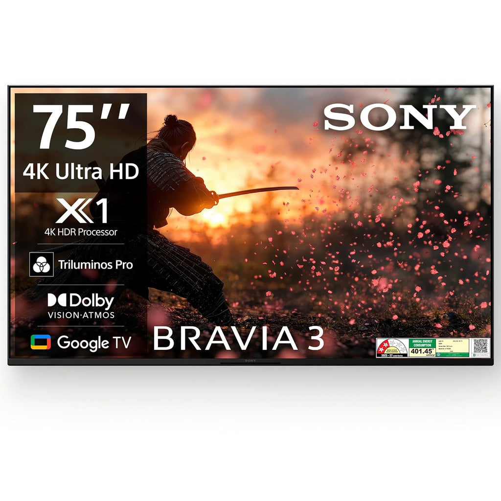 Sony BRAVIA 3 Series 189 cm (75 inches) 4K Ultra HD AI Smart LED Google TV K-75S30B (Black)
